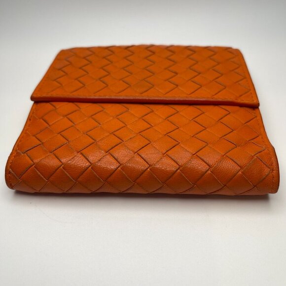 Bottega Veneta Intrecciato Nappa Leather Compact Wallet, Orange - Preowned - Picture 8 of 15